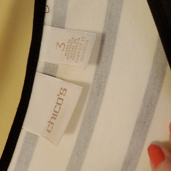 Chicos Black and White Striped Top Sz Xlrg/3 & Tote - Picture 6 of 12